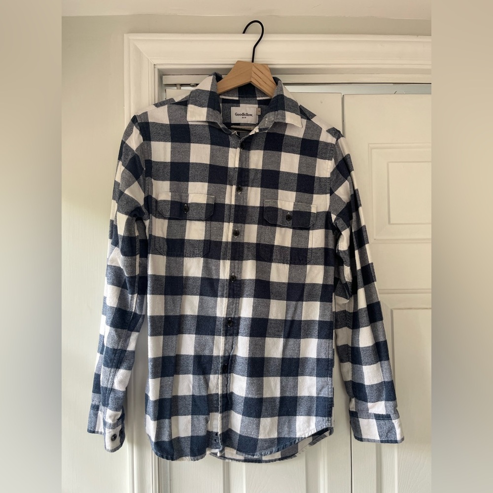 Goodfellow & Co Men's Checkered Navy and White Shirt